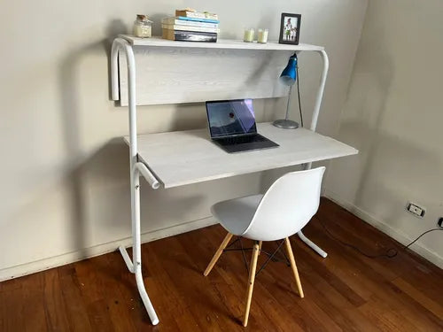 Escritorio De Hierro  Y Madera Con Estante Superior Höllsen