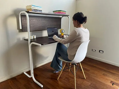 Escritorio De Hierro  Y Madera Con Estante Superior Höllsen