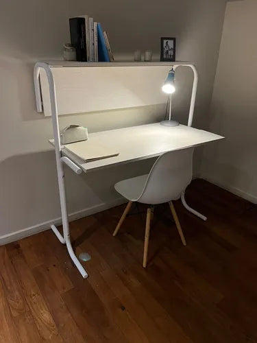 Escritorio De Hierro  Y Madera Con Estante Superior Höllsen